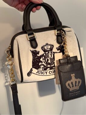NWT Juicy Couture Crystal White Classic Scottie dog mini satchel bag